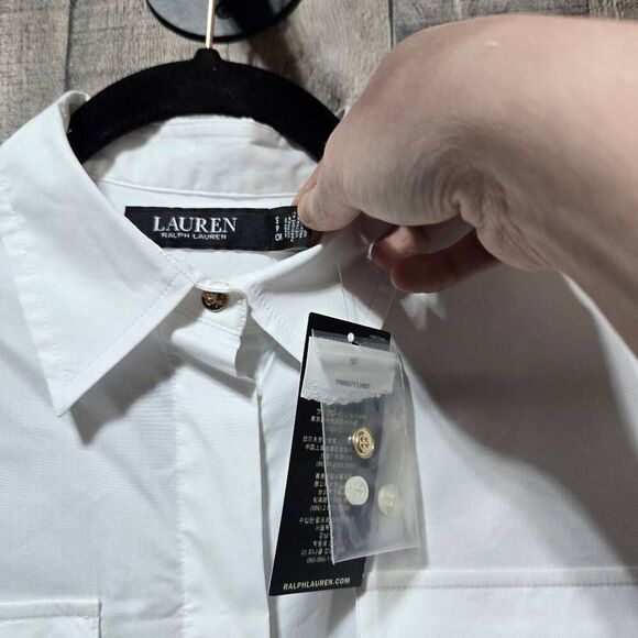 Ralph Lauren Black Label Tie Front Button Down Shirt Blouse NWT - Picture 4 of 5